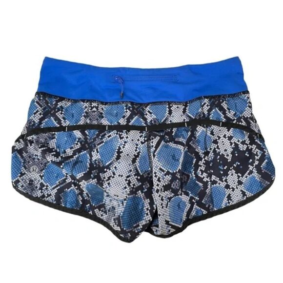 Lululemon Speed Shorts Mini Ziggy Snake Print Running Blue Black Gray Size 4 EUC - Picture 2 of 7